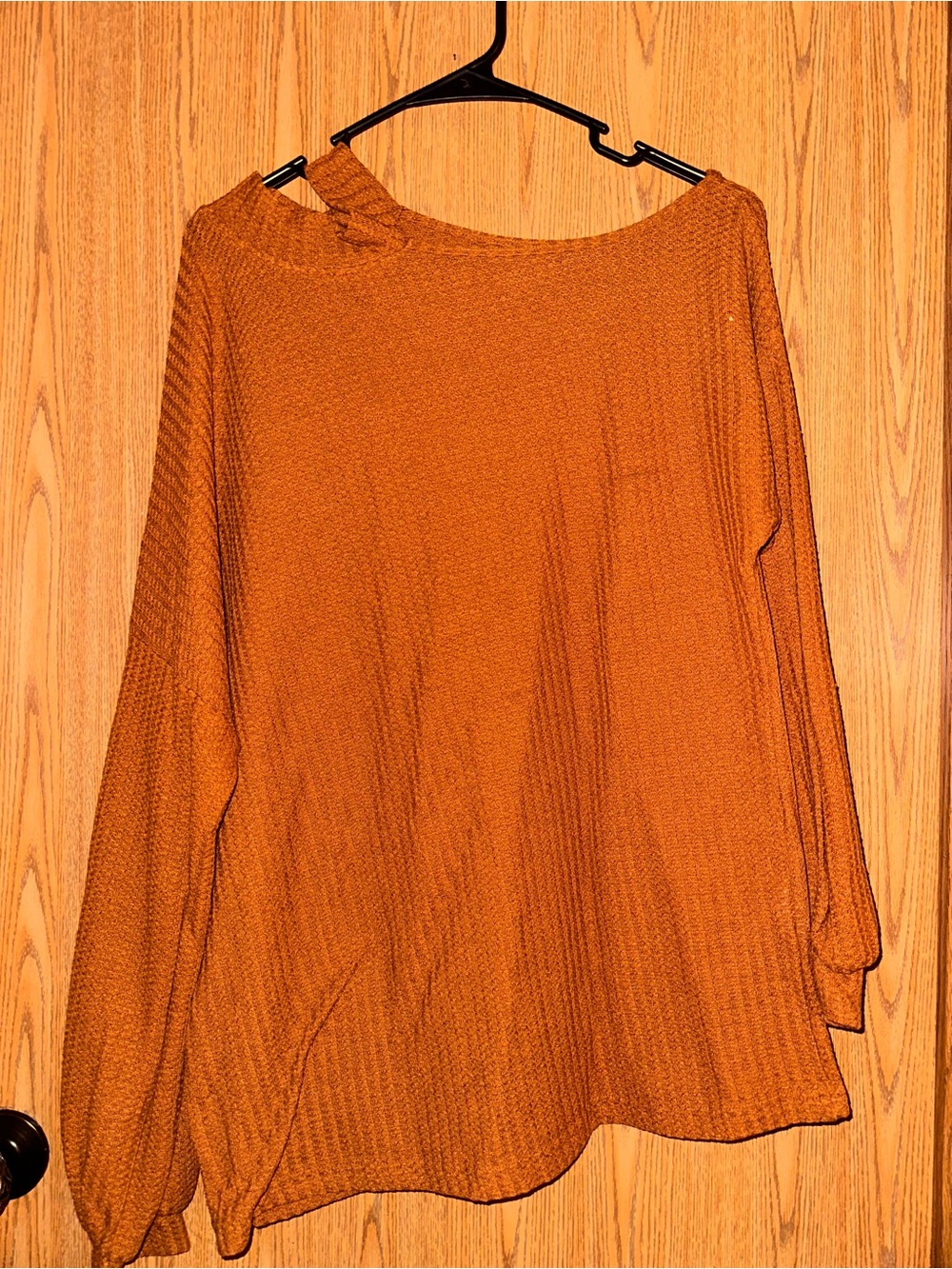 Cozy Waffle Knit Lightweight Pullover - Rust